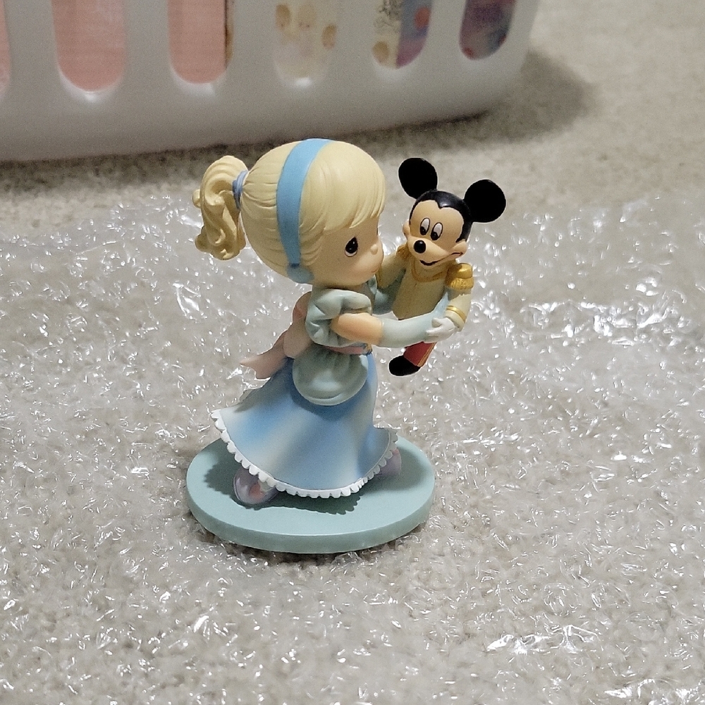 Precious Moments Blue and Cream Figurine with Mickey Mouse